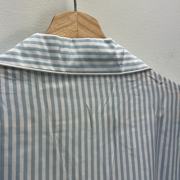 NEW Ettitude Bamboo Sateen PJ Shirt Long Sleeve Starlight Blue Striped Small - Picture 7 of 9